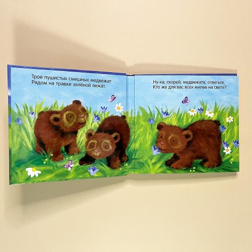 Потрогай и погладь. Кого любят медвежата? (книга с дефектом)